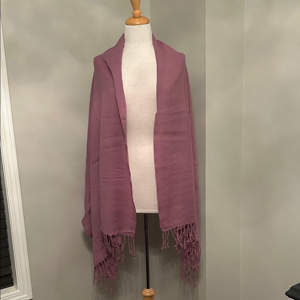 Elegant Purple Shawl with Fringe